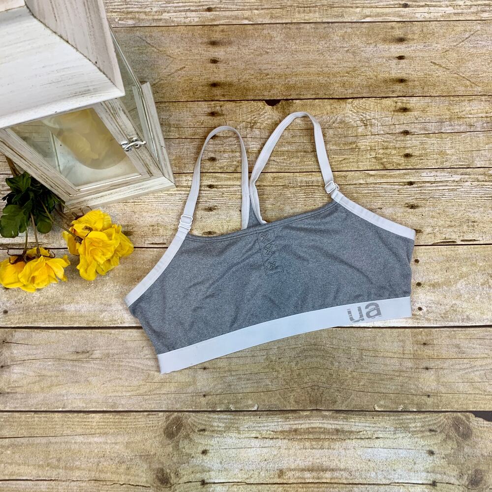 Under Armour Sports Bra Racer back  Womens Medium Gray Strappy